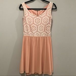 Lace and Peach Keyhole Dress